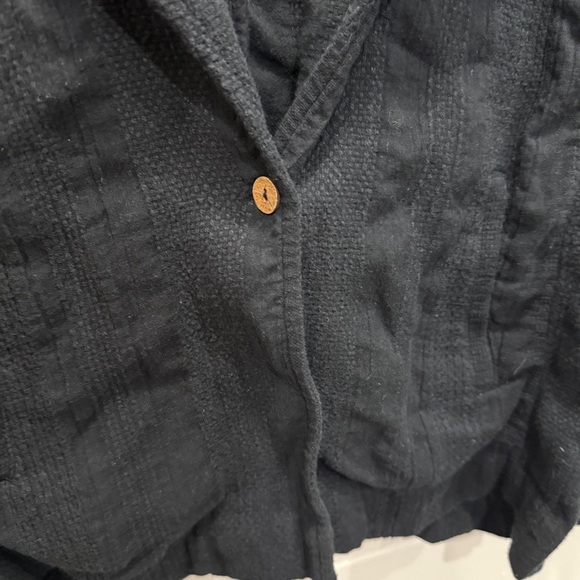 Free People Black Textured Linen Jacket - Picture 3 of 10